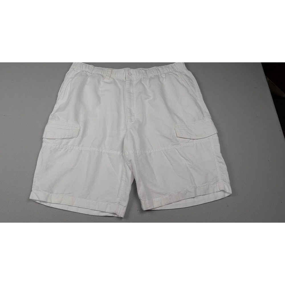 Roundtree & Yorke Casuals Mens White Linen Cotton Cargo Shorts Size 44w Relaxed